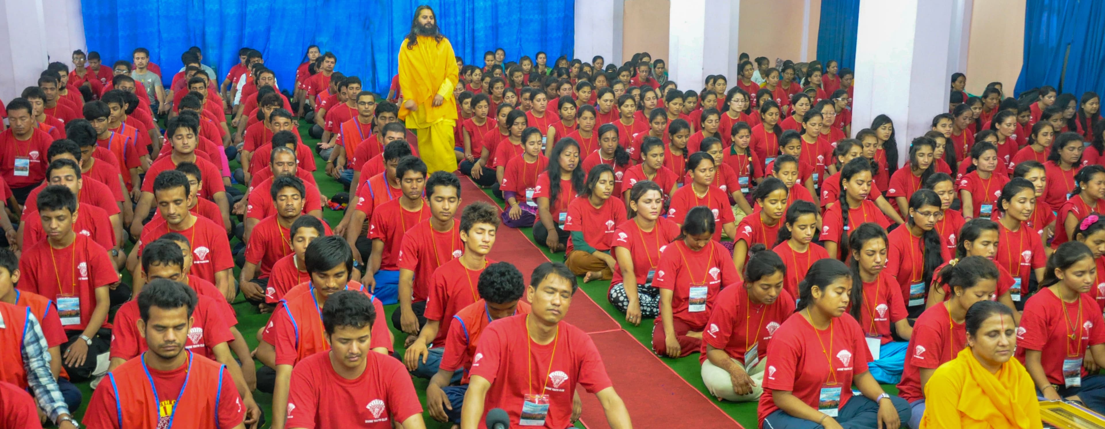 Swami Haridasji guiding youth - Meditation