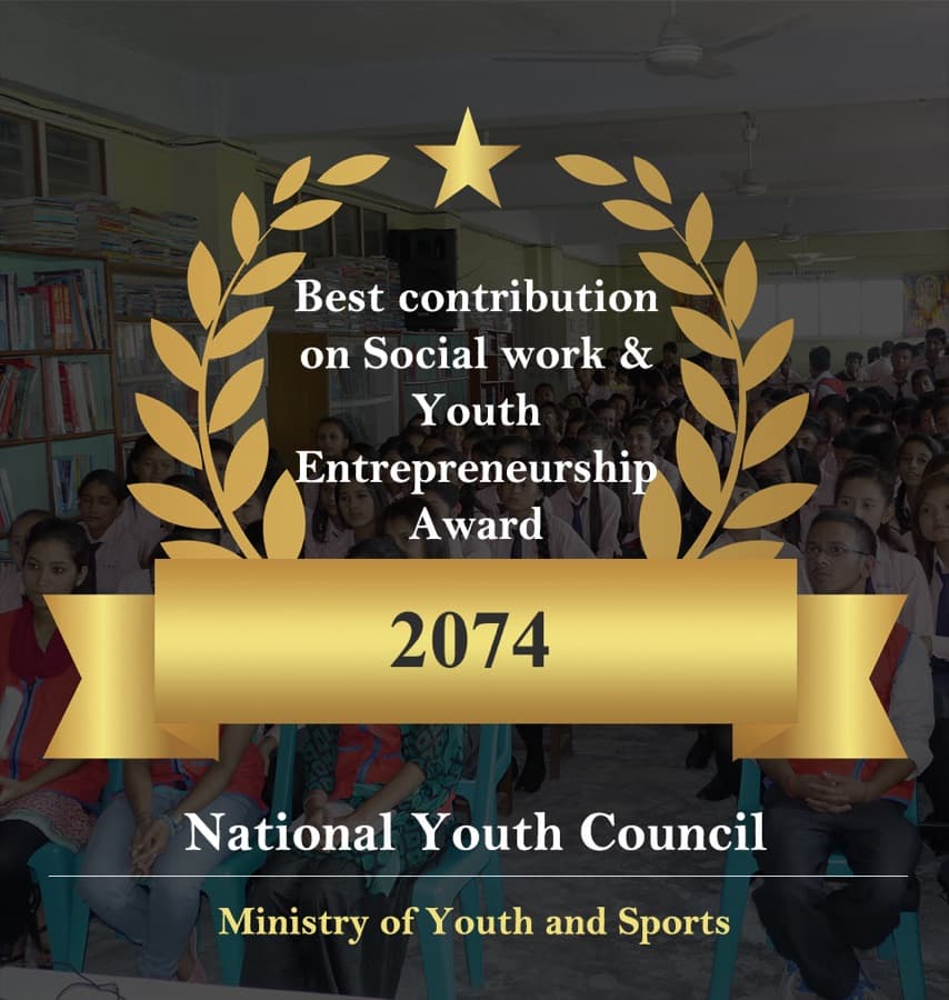 Best Contribution on Social Work & Youth Entrepreneurship Award 2074, National Youth Council — Ministry of Youth and Sports